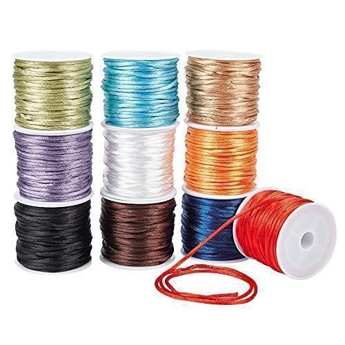 Discount PH PandaHall 2mm Nylon Satin Silk Cords 10 Colors Satin Rattail  Trim Cord Chinese Knotting