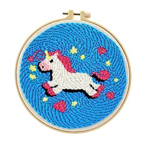 DACUN DIY Punch Embroidery Kits for Adults Cartoon Pattern Hooking Beginner  Kit, with an Embroidery Hoop (Color : B) : : Home & Kitchen
